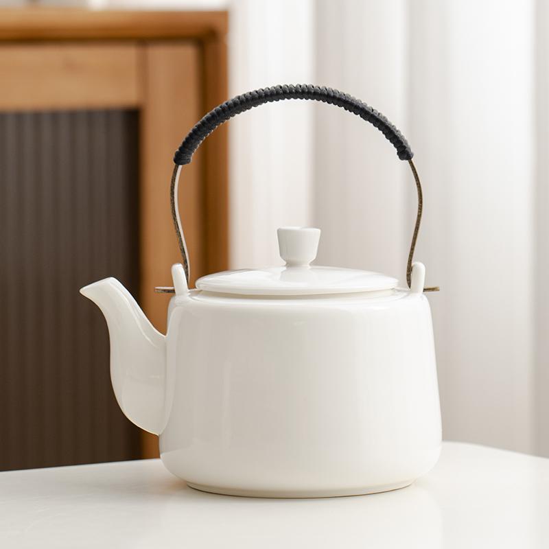 

Mutton-fat jade porcelain teapot, Restaurant household tea kettle, White porcelain cold water kettle, Kungfu tea set, 600ml