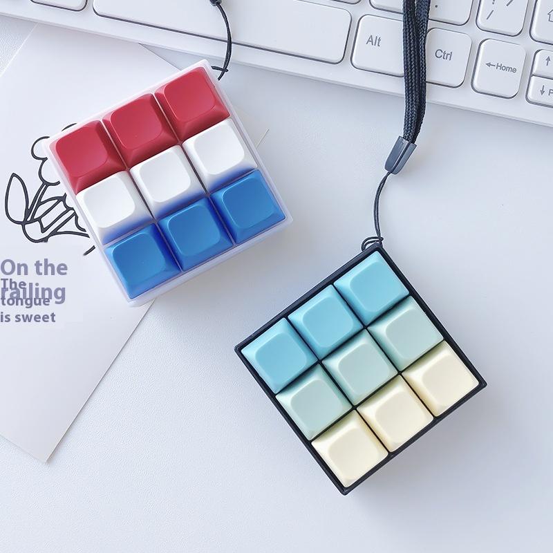 9 Tangenter Bärbar Tangentbord Klicker Fidget Nyckelring Set Knappar För Sensorisk Stresslindring Idealisk För Kontor Resa Leksaksväska Hänge