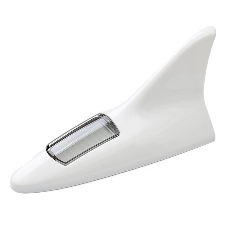 Universal Car Shark Fin Antenna Roof Tail Modification Light  with Solar LED Light Car Antenna Driving Safety Warning Light
