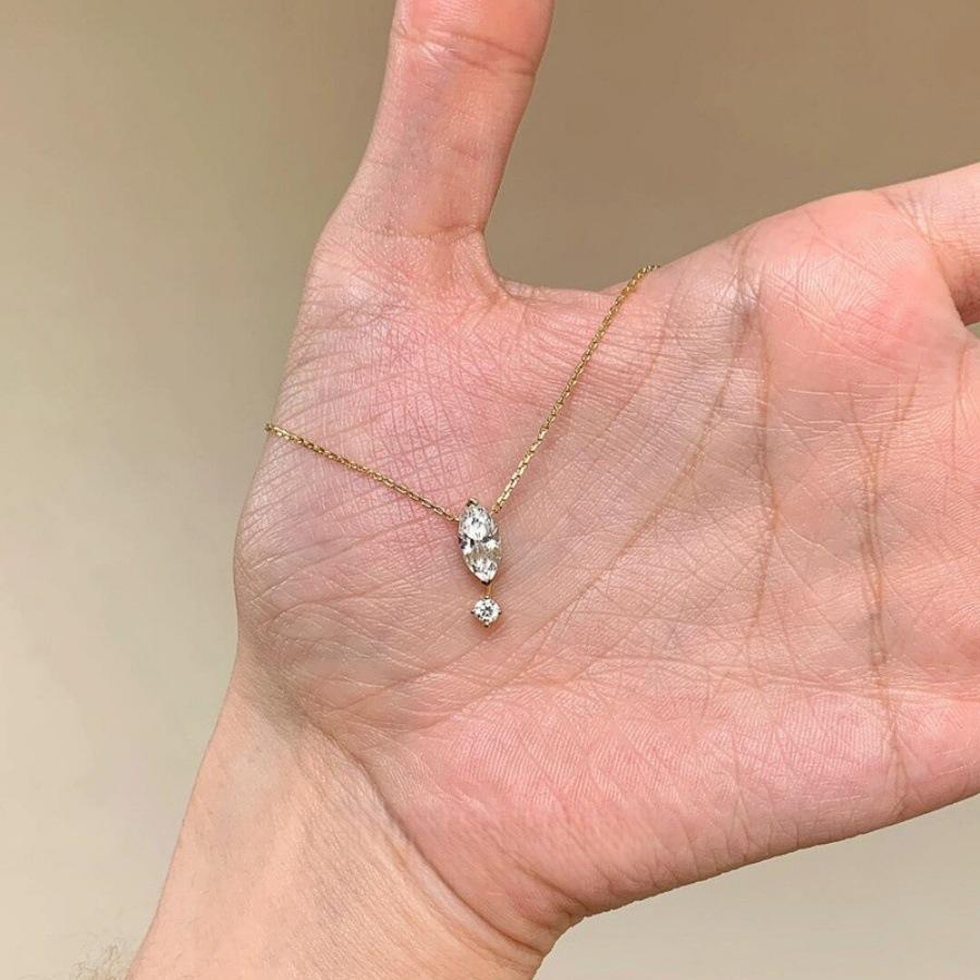 Minimalist zircon water drop pendant necklace female design neck chain commuter collarbone chain accessories