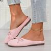 2026 New One-foot Slip-on Round Head Bow Flat Shallow Mouth Single Shoes for Women Soft Sole Shallow Mouth Bow Fashion Shoes