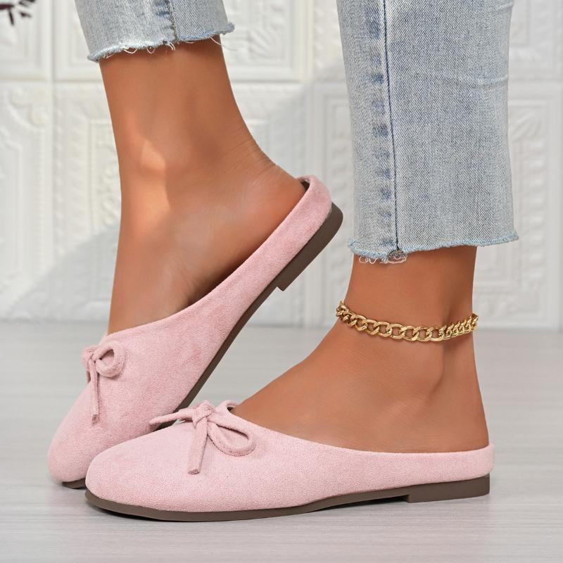 2026 New One-foot Slip-on Round Head Bow Flat Shallow Mouth Single Shoes for Women Soft Sole Shallow Mouth Bow Fashion Shoes