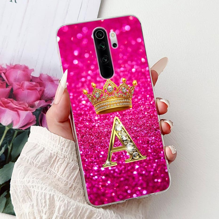 Fashion Crown Initial Letter Case For Xiaomi Redmi Note 8 Pro Note8 8T Soft Silicone TPU Cover For Redmi Note 8 8Pro Phone Cases