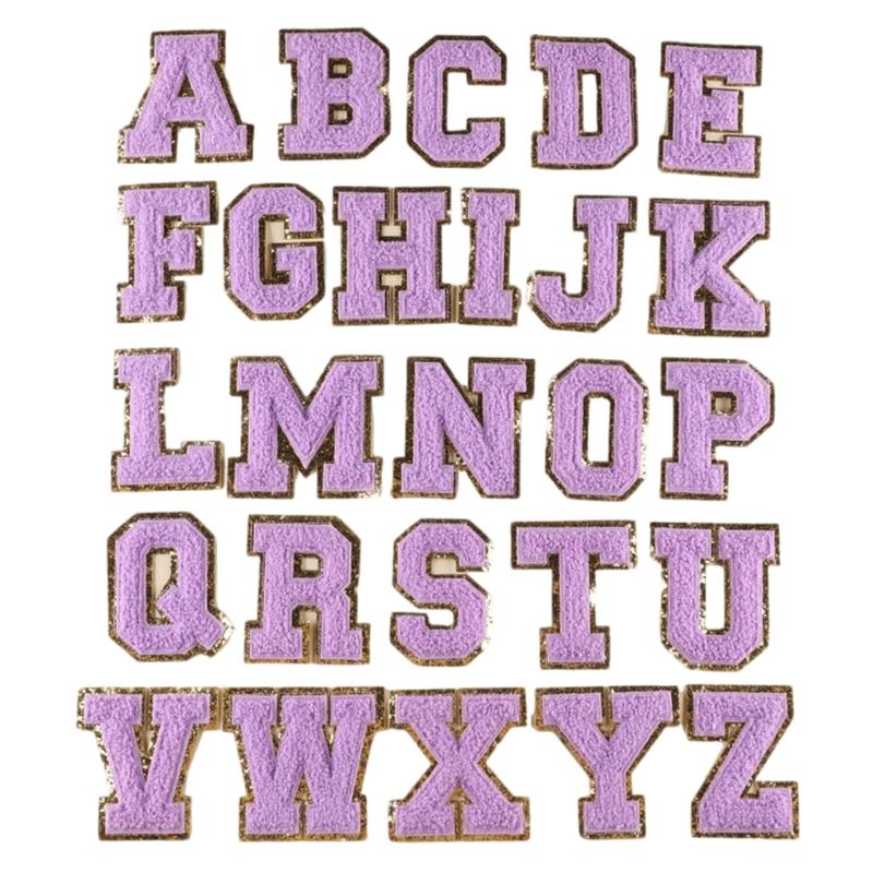 26Pieces Embroidered Letter Sew On Patches Embroidery Applique Letter Sew On Yarn Patches for Clothing Jeans Jackets