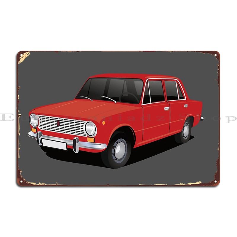 Vaz 2101 Lada 1200 Rosso Metallo Targhe Personaggio Festa Soggiorno Targhe Pittura Latta Segno Poster