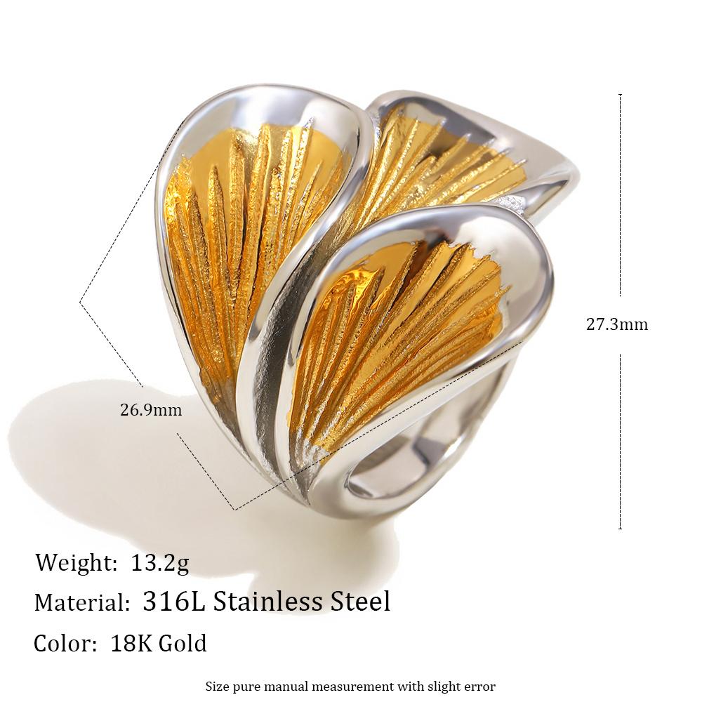 

MamacitaSlay 316L Stainless Steel Two Tone Petal Ring Party Waterproof Jewelry Women s Elegant 18K Gold Plated Ring Gift 2026 6