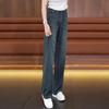 Panzhi Women's High-Waist Loose Fit Jeans - Spring Collection, Trendy Slimming Straight Leg, Casual Wide-Leg Design