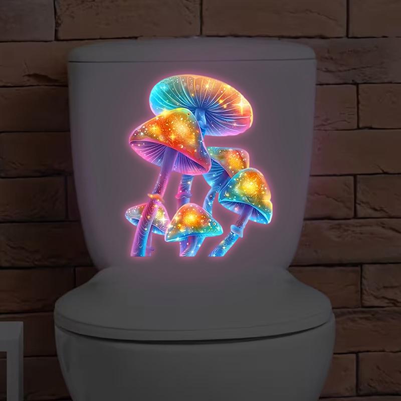 Luminous Fantasy Mushroom Toilet Sticker Wall Sticker, Self-Adhesive And Removable Decals Car Home Decor Sticker Waterproof