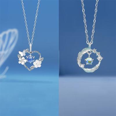Exquisite Blumenherz Anhänger Halskette für Frauen Zirkon Schlüsselbeinkette Hochzeitsparty Schmuck