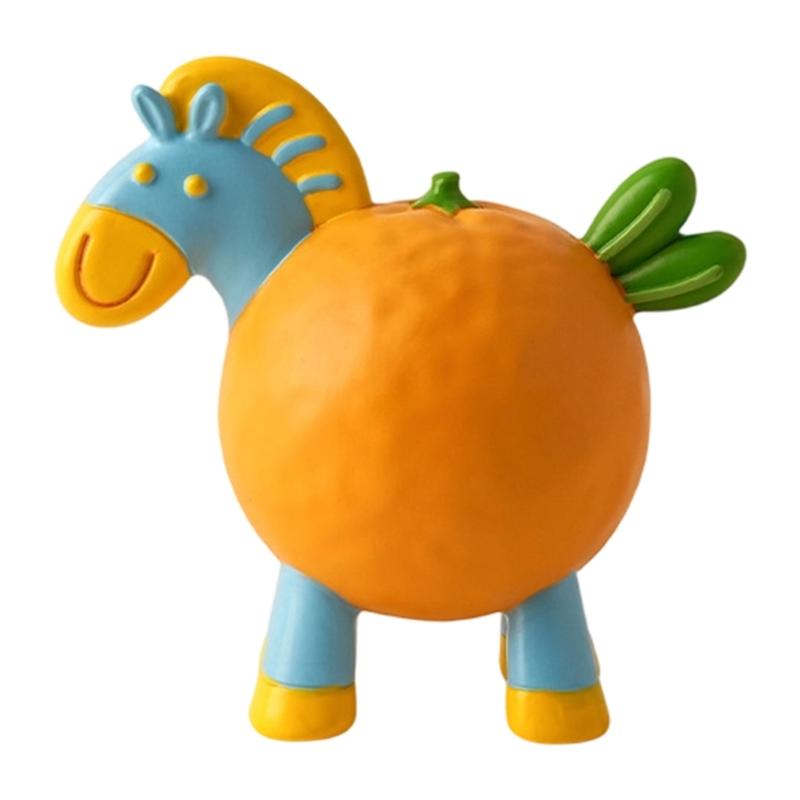 Resin Cartoon Horse Figurine Desktop Decors Good Luck Symbol for Workspaces Office Ornament Decorative Ornament Gift