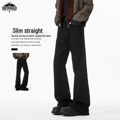 Dingfengbaoluo Herren Schwarze Slim Fit Micro-Flared Jeans