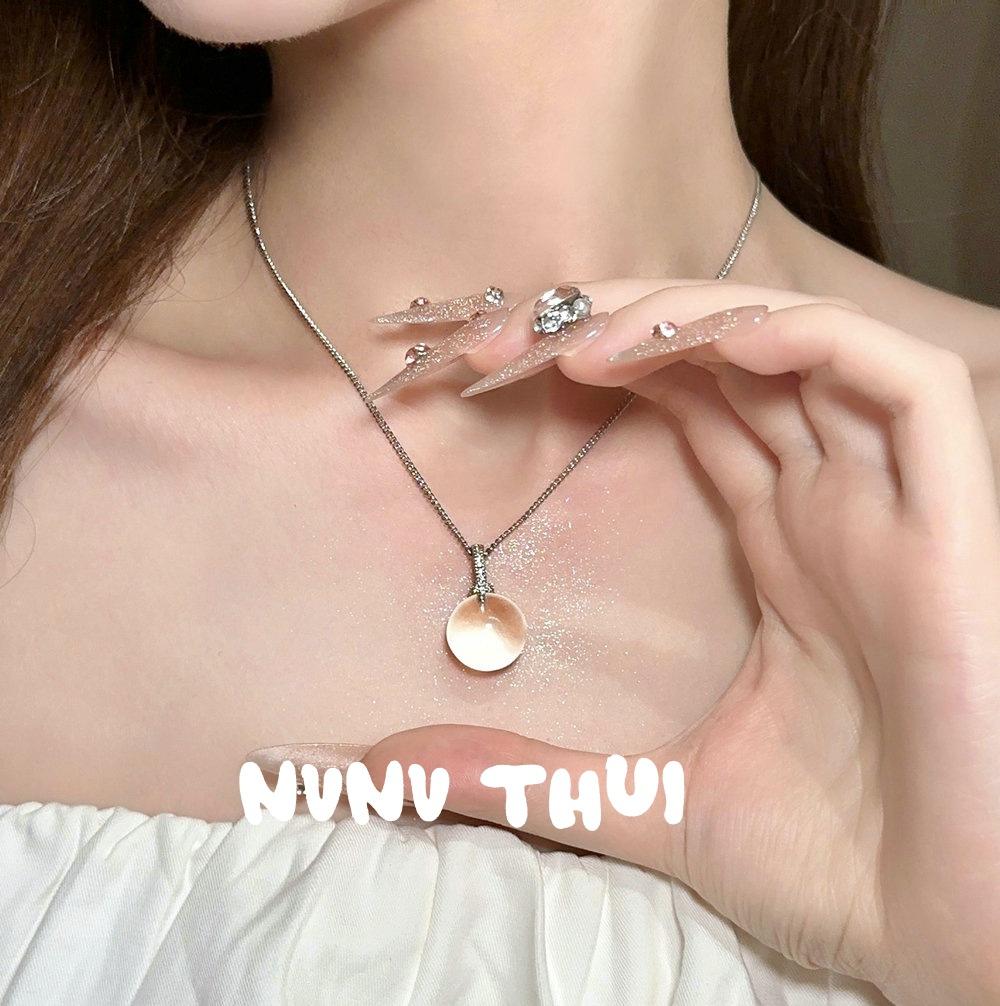 Flower Silk Color, Fairy Chain 7A Natural White Crystal Small Light Bulb Pendant Necklace, New Chinese Gourd Flash Diamond Neck Chain
