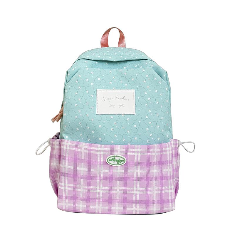 Plaid Backpack Junior High School Student Schoolbag Plaid Large Capacity Backpack