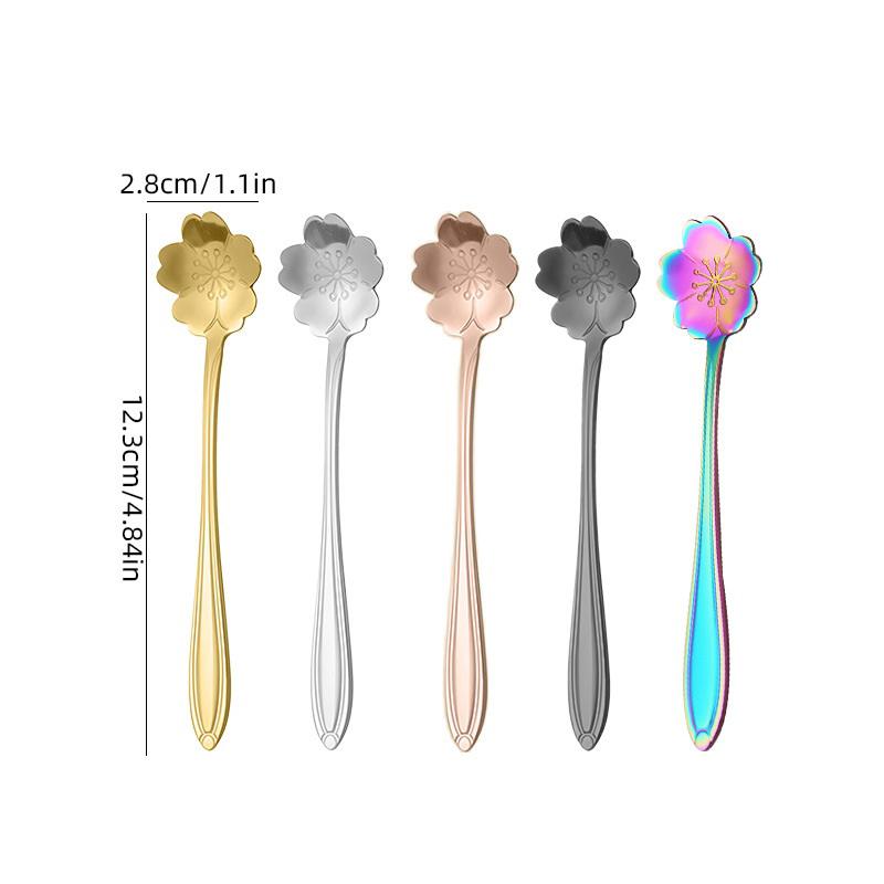 Roestvrijstalen Lepel en Bestekset, Koffielepel, Roerlepel, Kersengebloesem, Chrysant, Roos, Hartvormige Lepel