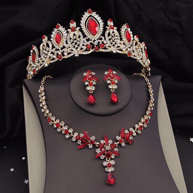 Wunderschöne Luxus Violett Kristall Braut Schmuck Sets für Frauen Tiaras Braut Halskette Ohrringe Hochzeit Krone Set Zubehör