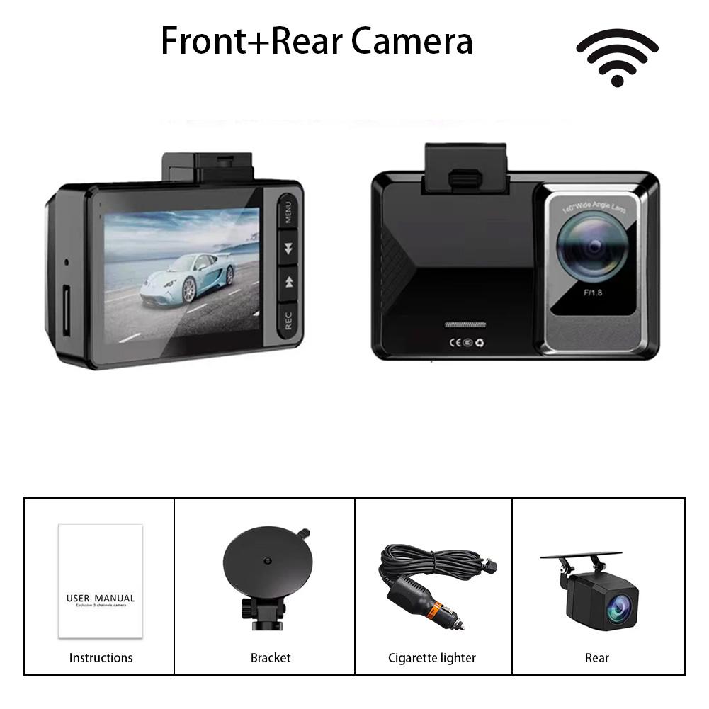 WiFi 2K Dash Cam for Car Front and Rear Dual Camera HD Night Vision Car DVR 24h Parking Monitor Black Box