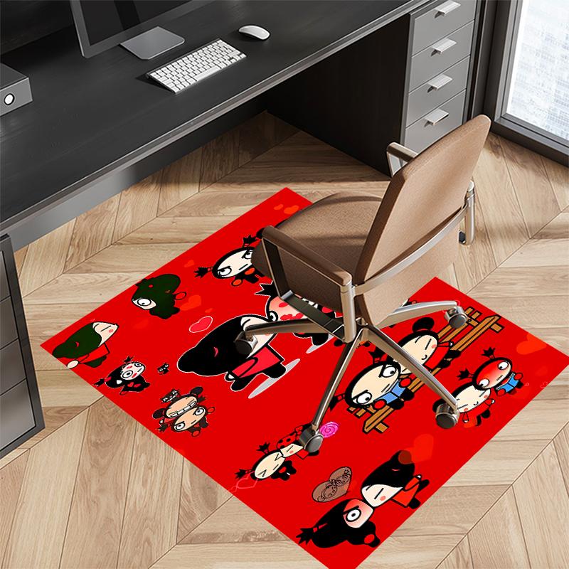 1pc Pucca3 Print Area Rug - Soft, Washable Non-Slip Indoor Mat for Office Chairs, Living Room, Home Office Decorative Rug