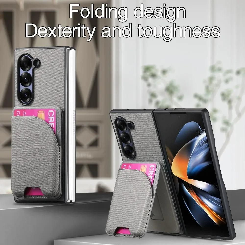 High-end Busine Sle 2 in 1 Detachable Magnetic Wallet with Card Holder Phone Case for Samsung Galaxy Z Fold 7 6 5 4 3 Back Cover