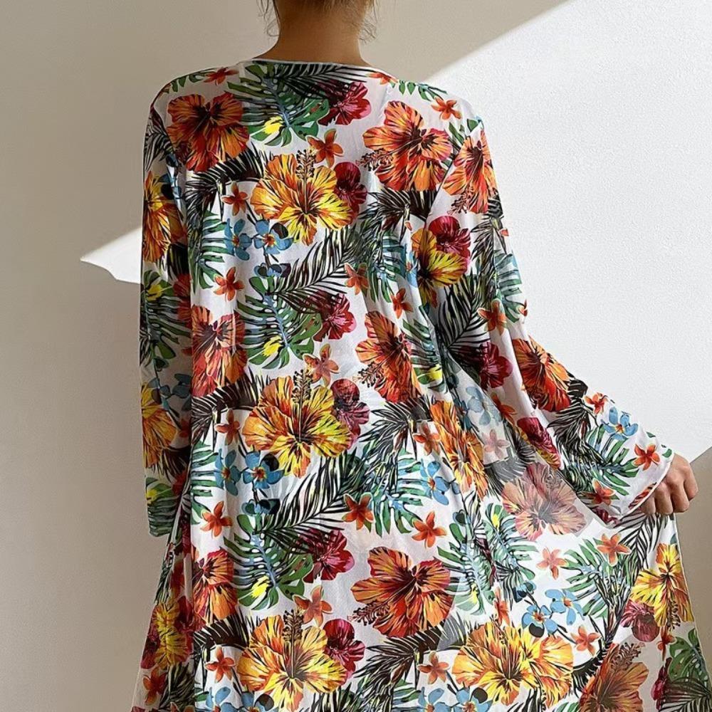 Třídílná sada bikin Plážová sukně Tunika pro plážové zahalení do plavek Ženy Potisk Biquini plavky Letní plážové oblečení