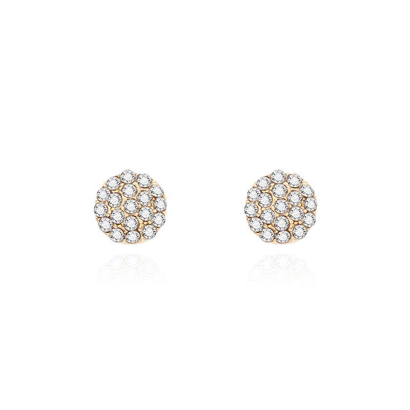Original design jewelry, simple, small and fresh geometric round rhinestone stud earrings, Korean version of versatile super fairy