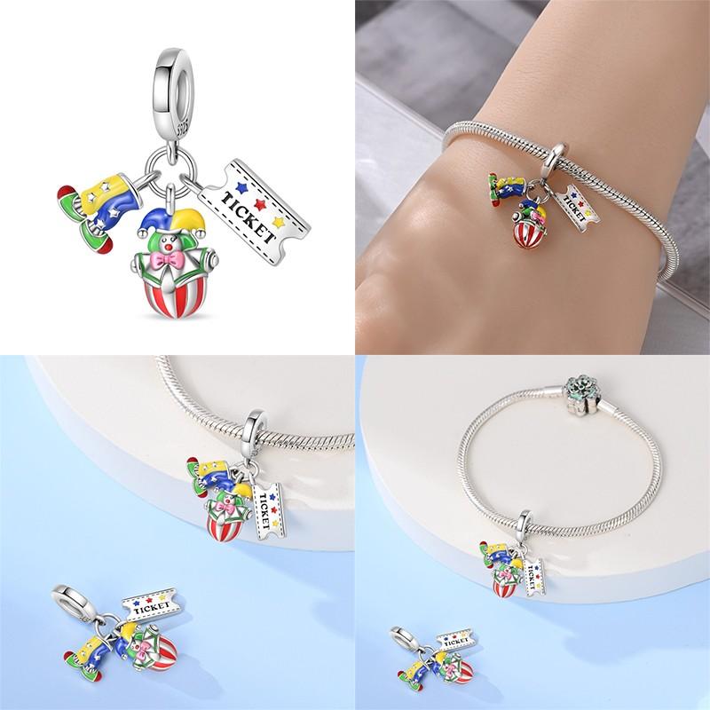 Hot 100 copper Circus Clown Threepiece Charm Bead Charms Compatible With Authentic Bracelets Do It Yourself Jewellery Making Ideal For Women Gift