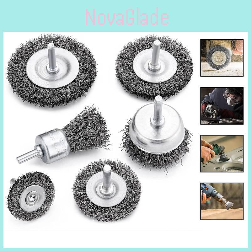 Cross-border Drill Wire Wheel Set With Handle For Polishing And Rust Removal Stainless Steel And Copper Wire Brush