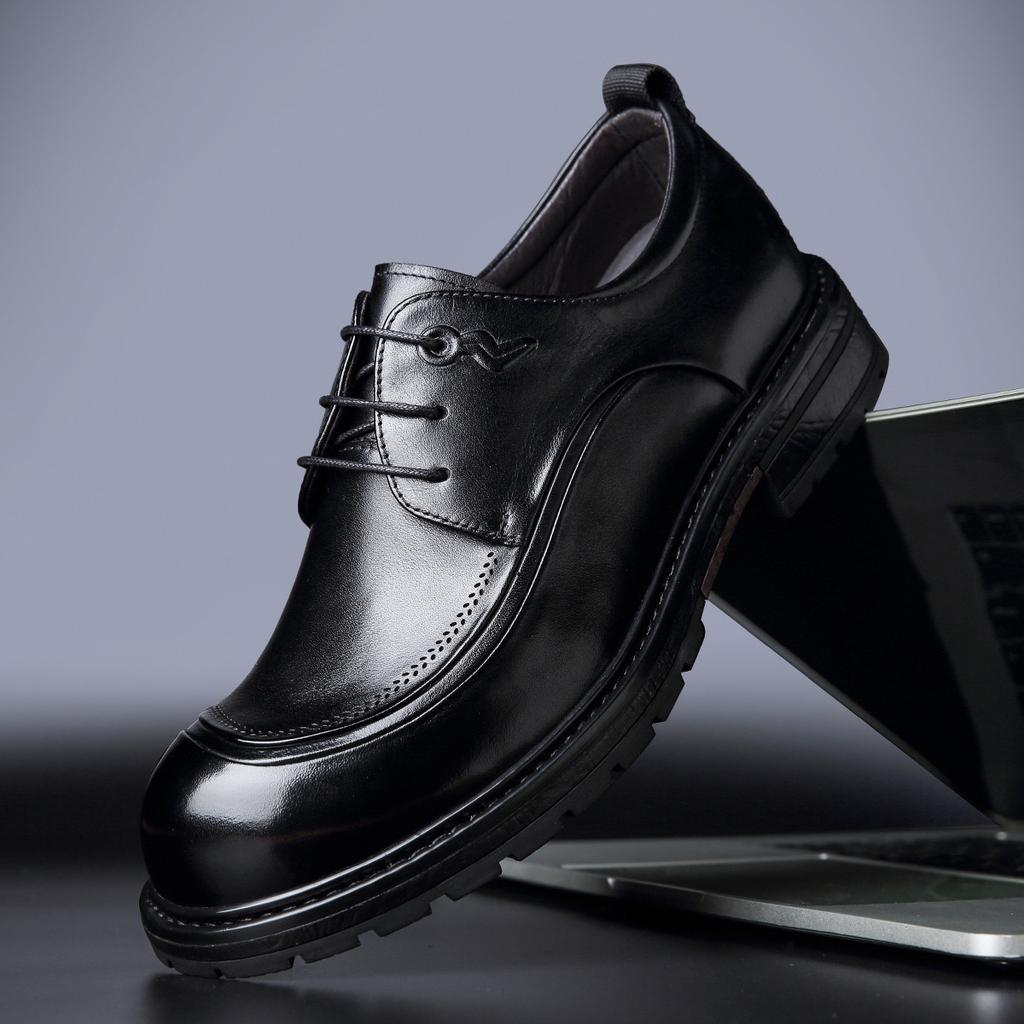 Zapatos de cuero Wenzhou para hombre de cuero genuino zapatos Derby de vestir para negocios para hombre boda sentido senior primera capa piel de vaca talla grande zapatos de hombre