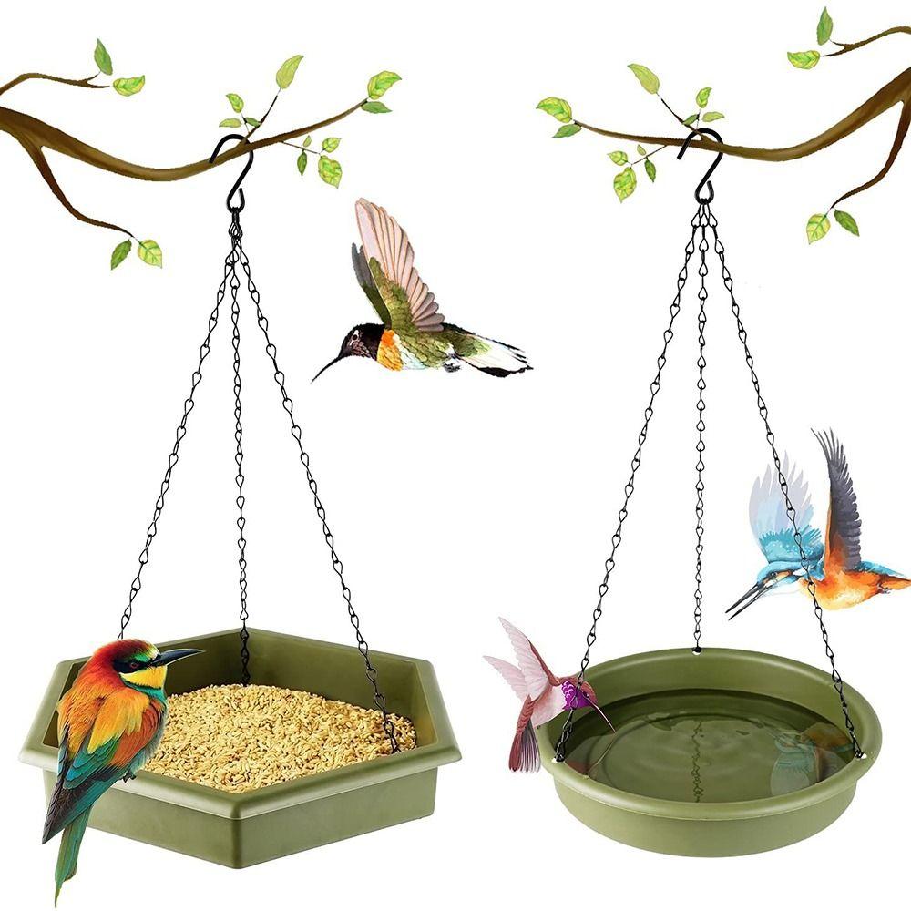 

2pcs Yard Decoration Seed Tray Garden Drinking Dish Water Feeder Bird Feeder Plate Bird Bath Tray зелений