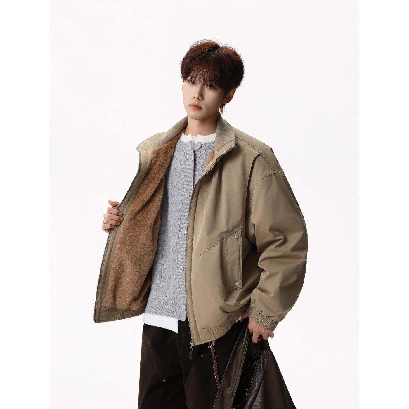 

Men s Winter Trendy American Stand Collar Bomber Jacket with High Street Design - Thickened Warm Cotton Coat 2XL [Recommended Weight 150-170 lbs]