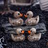 Cute Gothic Home Decor Mini Skeleton Duck Figurines, Halloween Tiny Resin Figures, Spooky Office Miniature Bone Statue for Graveyard Garden