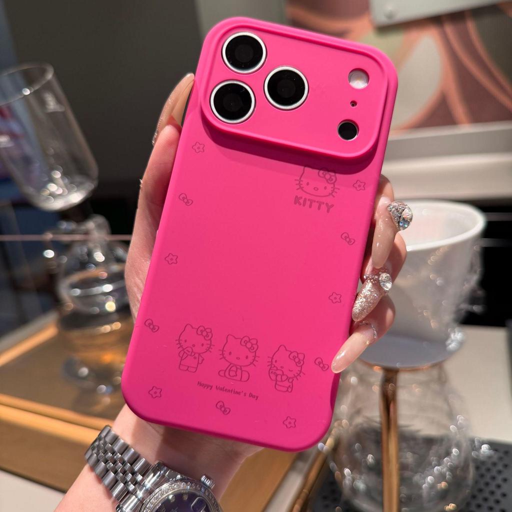 Liquid Silicone Cute KT Cat Phone Case for iPhone 17 Pro Max - Full Coverage, Drop-proof.