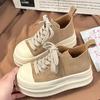 Fashion thick-soled heightening versatile women's casual shoes autumn comfortable simple non-slip canvas shoes Korean version lace-up board shoes
