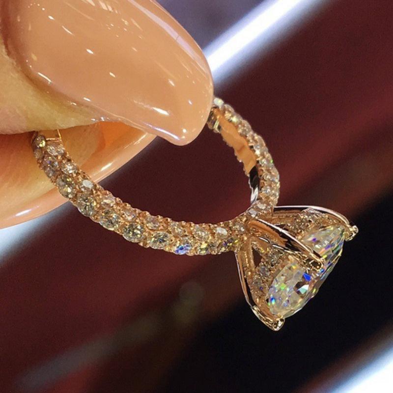 1pc Fashionable Glitter Synthetic Zircon Round and Oval Fashion Ring, Suitable for Daily Wear