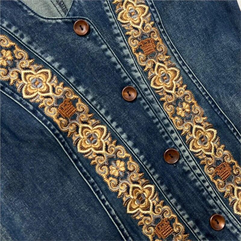 Johnature Embroidery Chinese Style Vintage Sleeveless Dress Woman Spring Cotton Casual Single Breasted Dress