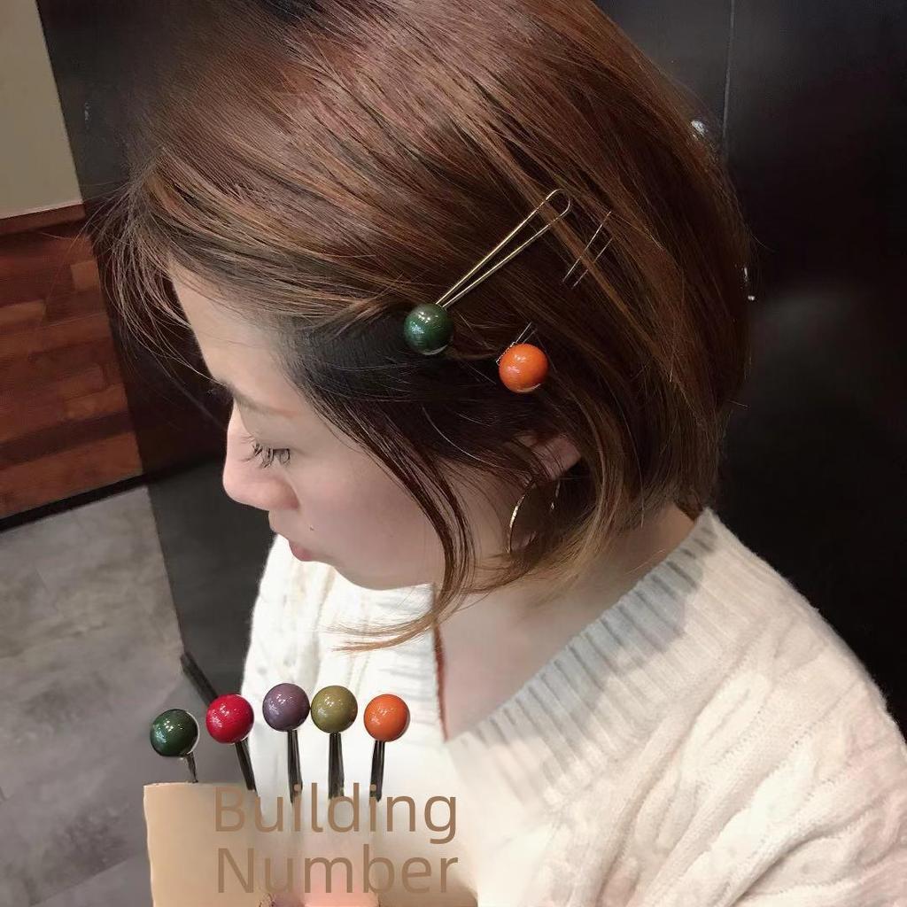 Retro Korean Sugar Bean Hairpin: Colorful Beaded Clip for Adult Bangs