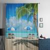 Chairs And Palm Trees On The Beach Sheer Curtains For Bedroom Living Room Tulle Curtains For Kitchen Window Voile Curtains