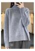 High-Neck Women's Wool Sweater: Autumn/Winter Loose Fit, Raglan Sleeve, Solid Color Pullover in Wang Fei's Style