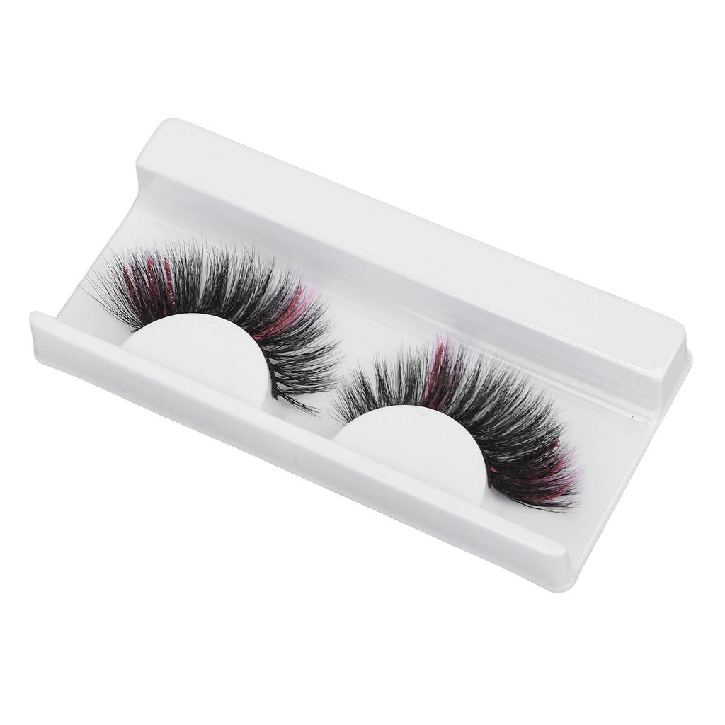 1 Pair 18mm Colored False Eyelashes Cosplay Costume Party Long Curly Pink Glitter Fake Eyelashes for Women G11X01‑2