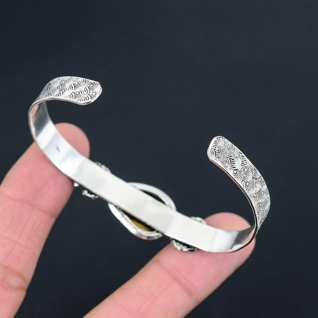 Womens day Deal 925 Silver Labradorite Gemstone Mother Anniversary Trendy Bangle