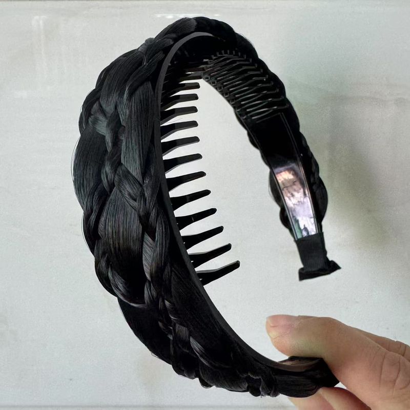 

Новинка Зубья расчески Парик Ободок для волос Ручная работа Плетеный Нескользящий Бант Не спадает Шесть прядей Четыре маленькие косички Плотно сплетены Мода Long comb six-strand braid Nature Black