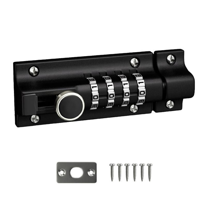 4-Digit Combination Lock Password Lock Sliding Bolt Door Lock Easy To Install