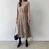 Early Autumn Elegant Lady High Waist Pleated Long Maxi Comfortable Dress Lightweight High Recognition Elegant with Flattering Chic Dress