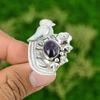 Natural Chevron Amethyst Gemstone Stackable Bird Adjustable Ring 925 Silver