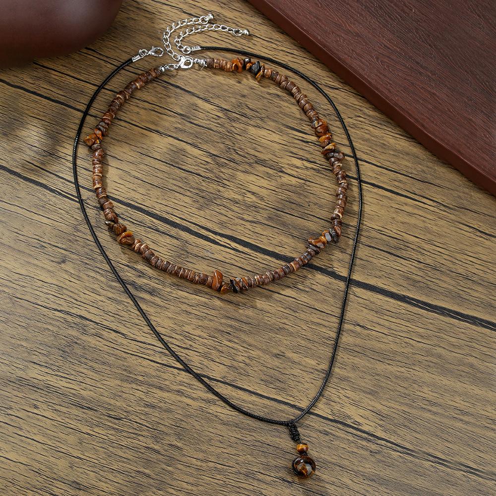 Ethnic Style Layered Choker Necklace with Turquoise Accent , Retro Design Irregular Shape