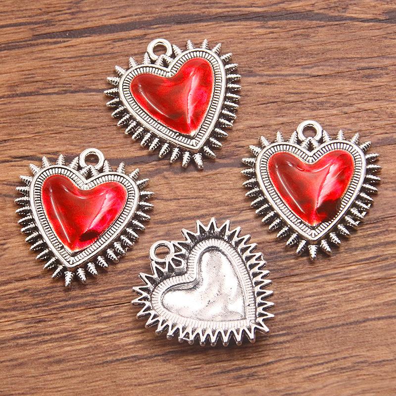 10Pcs 25X27mm Retro Gothic Peach Heart Pendant DIY Jewelry Accessories