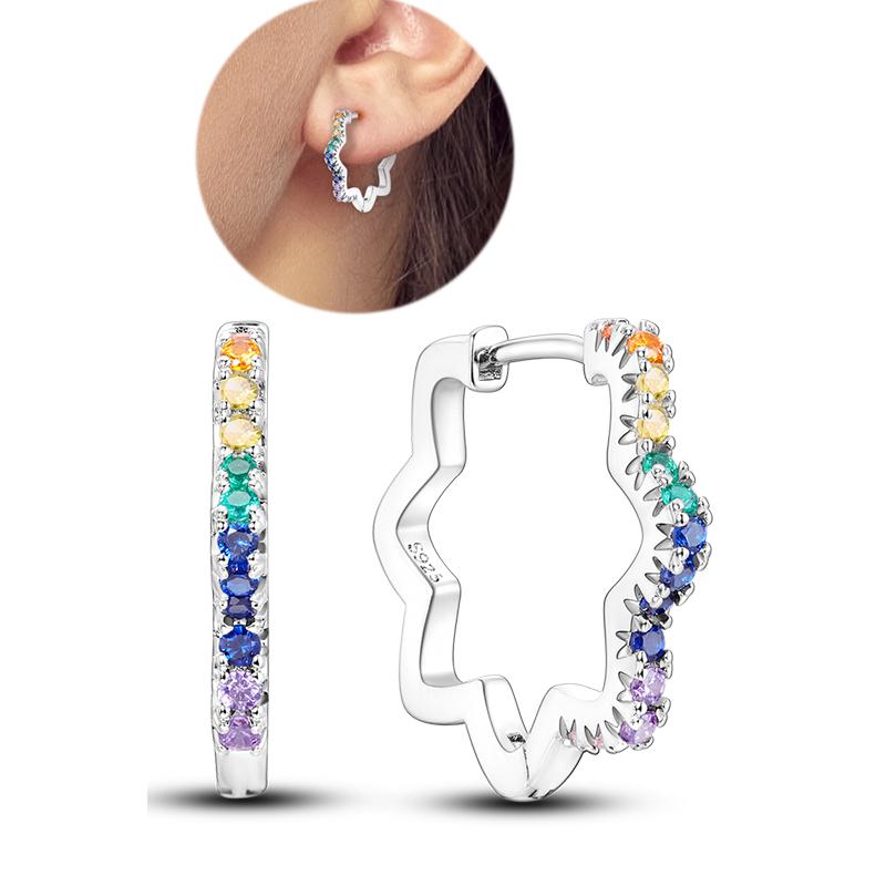 Stars Moon Sun Stud Earrings 925 Silver Hoop Earring Zircon For Women Making Jewelry Gift For Girl Women