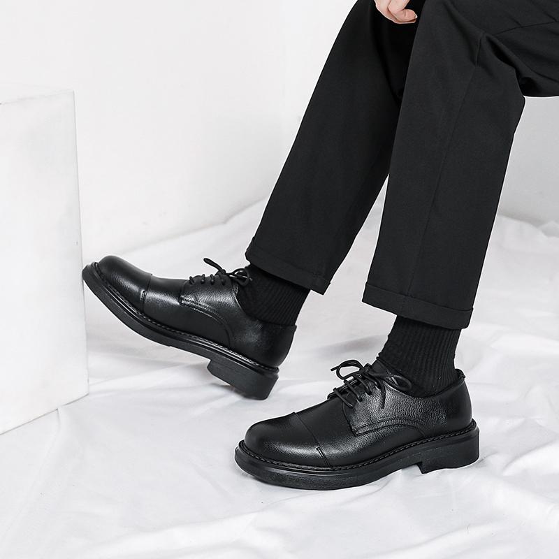 Round toe men's leather shoes Minimalist and versatile style Wedding Party Office Outdoor Leisure Business Men's Oversized Shoes