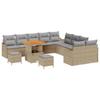 Canapé de jardin vidaXL 13 pièces avec coussins Beige Poly Rattan Acacia, Canapé de jardin 2 places vidaXL avec rangement 3364272
