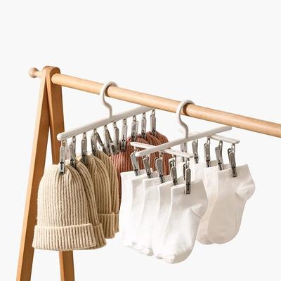 Socks Drying Rack with 10 Clips, Multi-Function Dormitory Student Home Balcony Drying Clips, Underwear Drying Clips Scarf Hanger