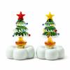 Rotating Base Christmas Tree Ornament Solid Glass Christmas Tree Statue  Home Decor